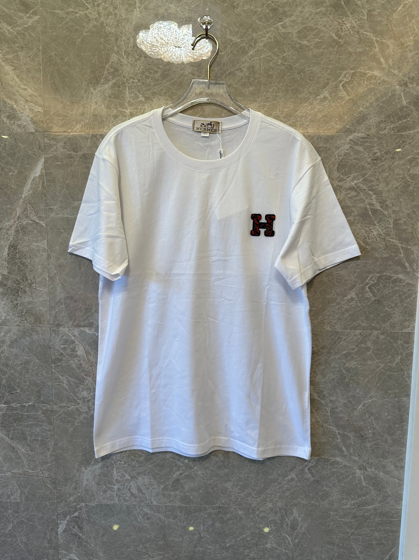 Hermès White Cotton T-shirt with Embroidered H Logo