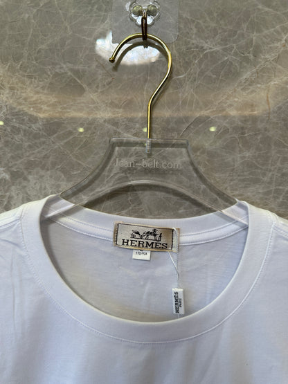 Hermès White Cotton T-shirt with Embroidered H Logo