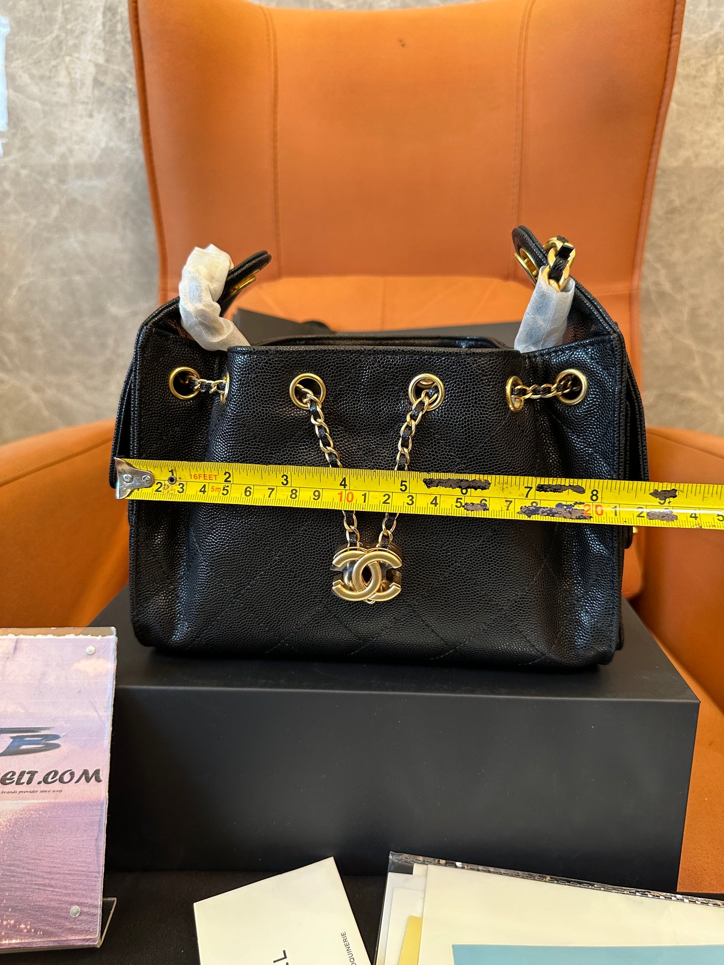 Chanel Drawstring Bucket Bag Black Caviar Leather