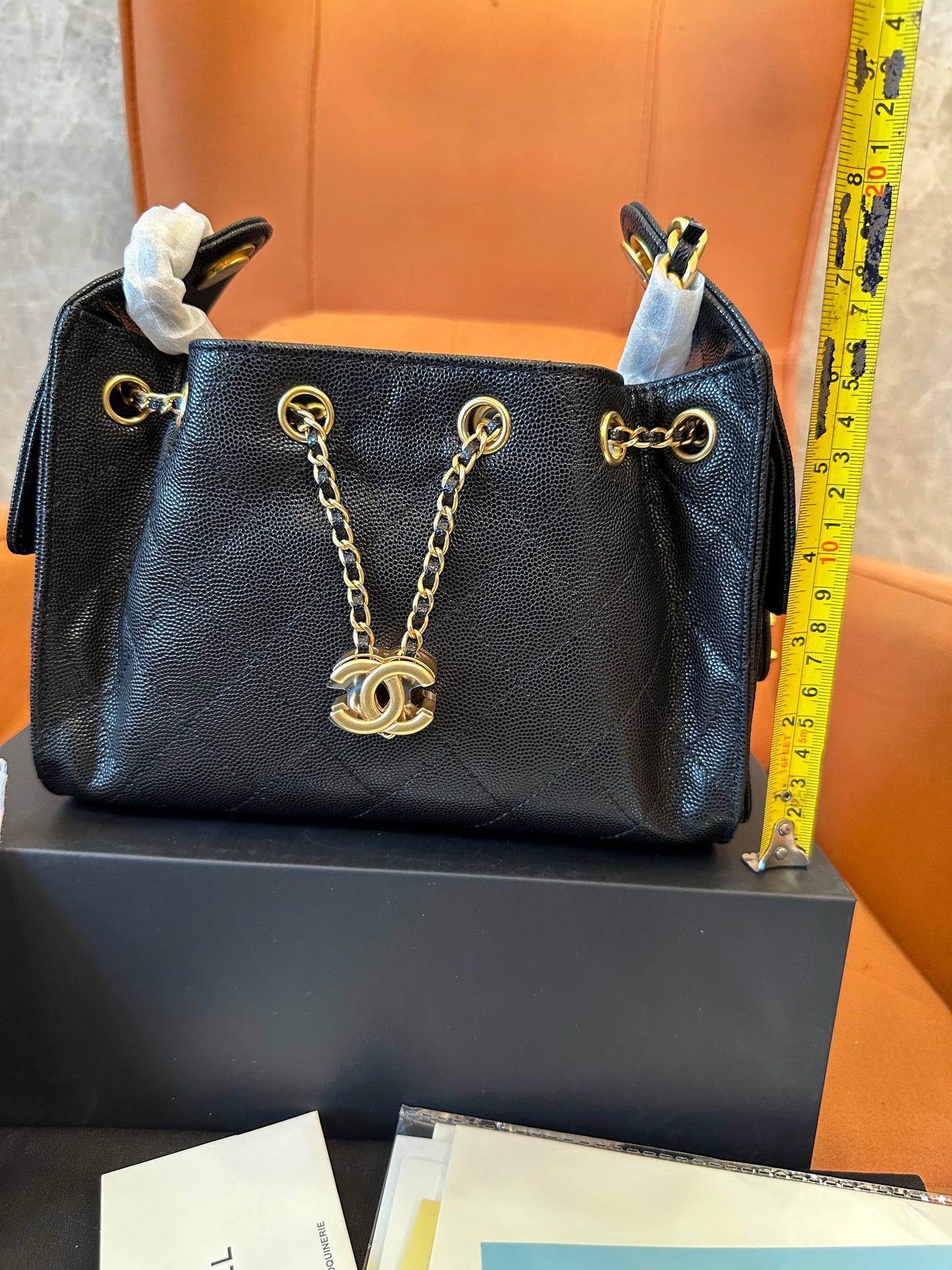 Chanel Drawstring Bucket Bag Black Caviar Leather