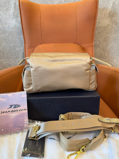 Prada Re-Nylon Cargo Shoulder Bag Sand Beige