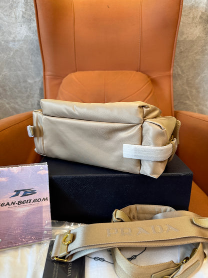 Prada Re-Nylon Cargo Shoulder Bag Sand Beige
