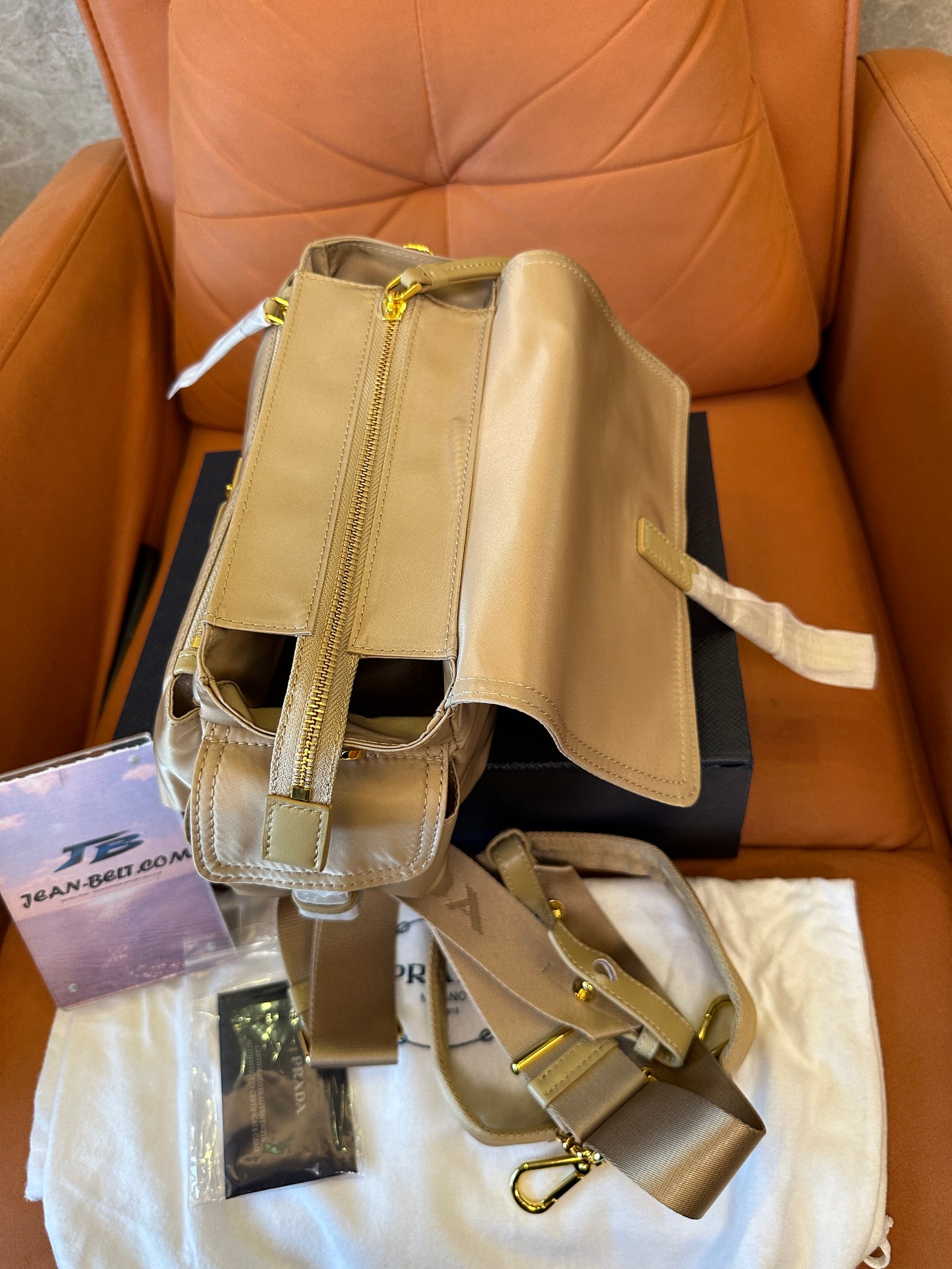 Prada Re-Nylon Cargo Shoulder Bag Sand Beige