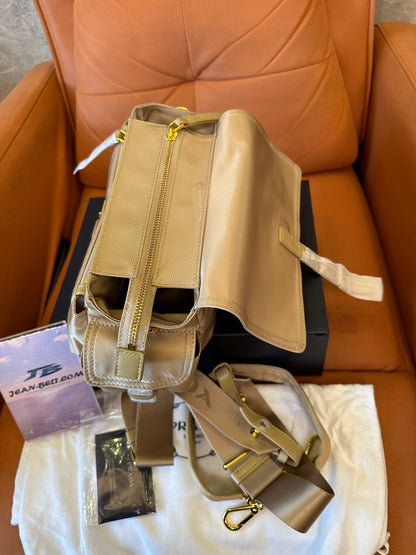 Prada Re-Nylon Cargo Shoulder Bag Sand Beige