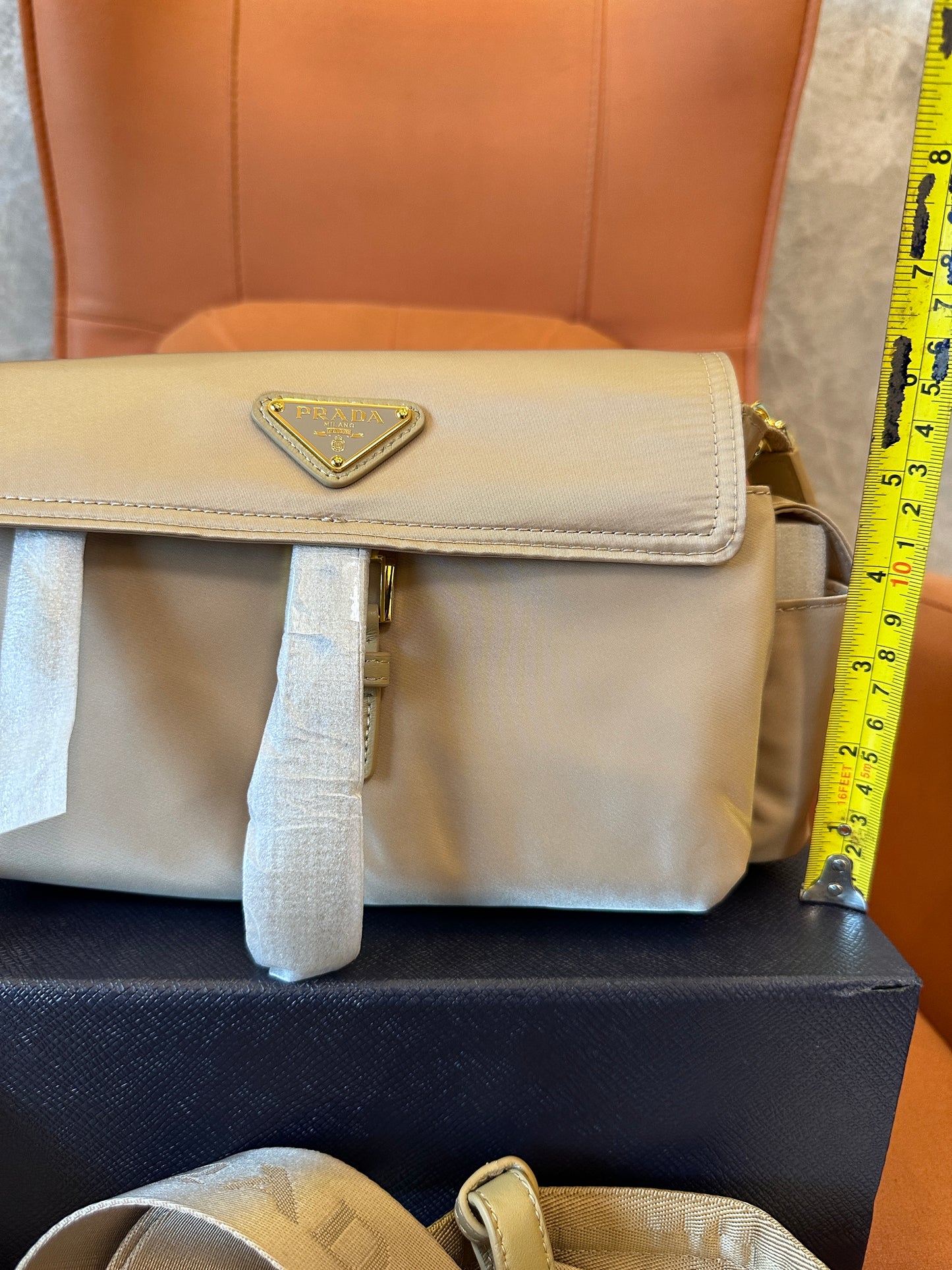 Prada Re-Nylon Cargo Shoulder Bag Sand Beige