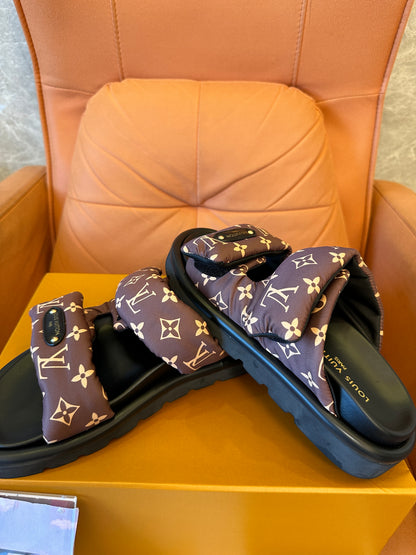 Louis Vuitton Monogram Puffer Sandals – Brown Nylon
