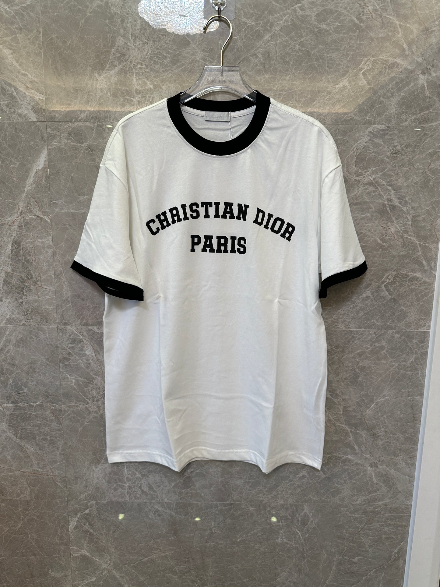 Christian Dior Paris logo contrast trim t-shirt
