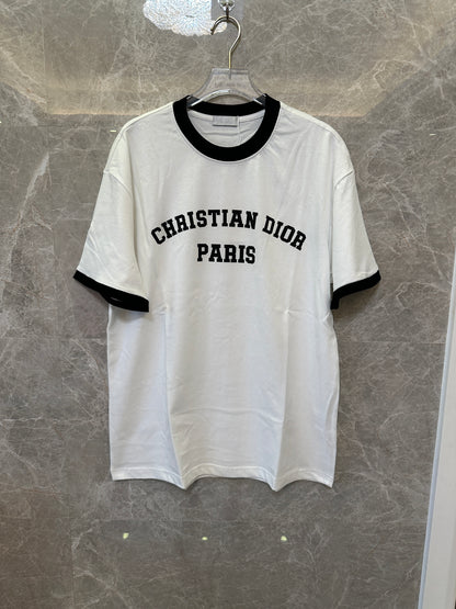 Christian Dior Paris logo contrast trim t-shirt
