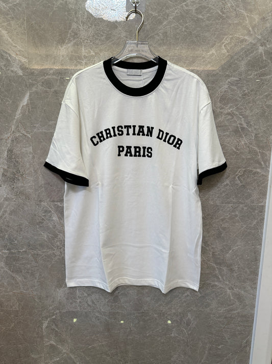 Christian Dior Paris logo contrast trim t-shirt