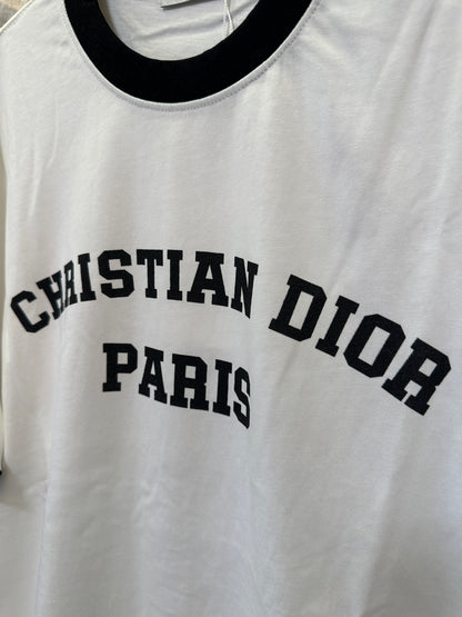 Christian Dior Paris logo contrast trim t-shirt