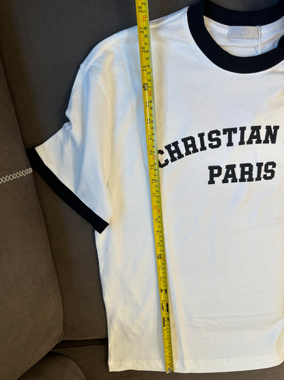 Christian Dior Paris logo contrast trim t-shirt