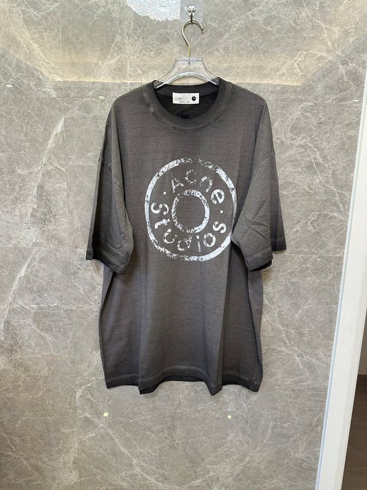 Acne Studios Distressed Logo T-shirt in Faded Black