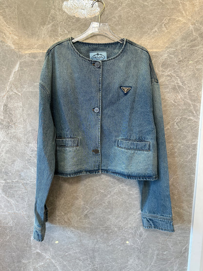 Prada Women's Vintage Wash Denim Jacket