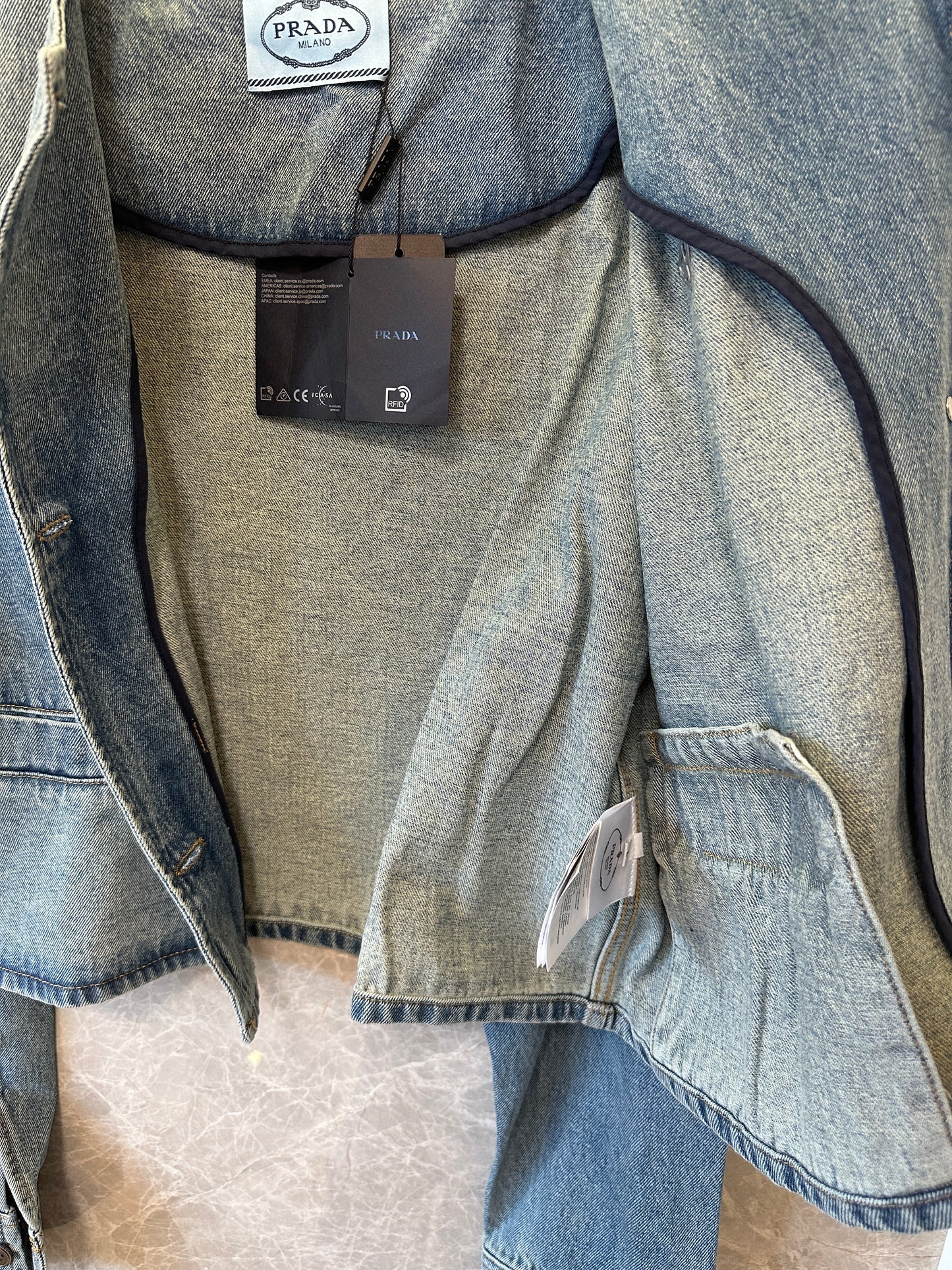 Prada Women's Vintage Wash Denim Jacket