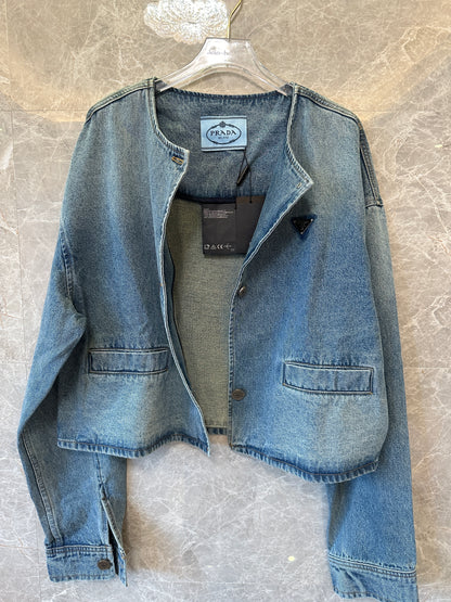 Prada Women's Vintage Wash Denim Jacket