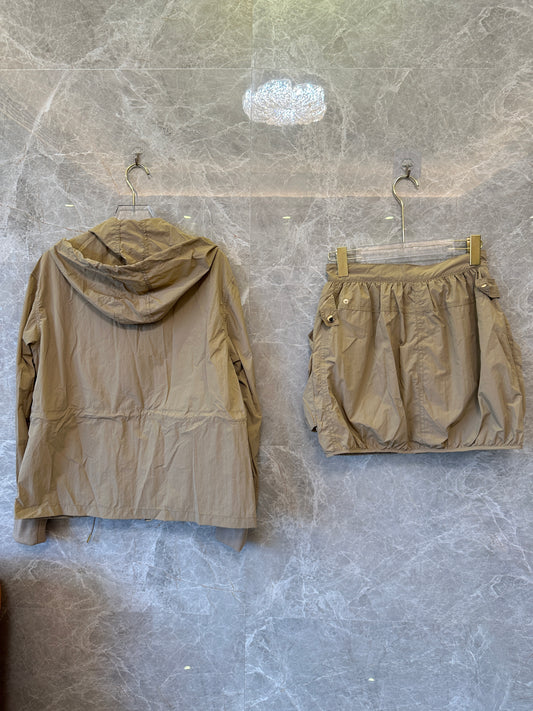 Louis Vuitton Lightweight Hooded Jacket & Cargo Skirt Set – Khaki