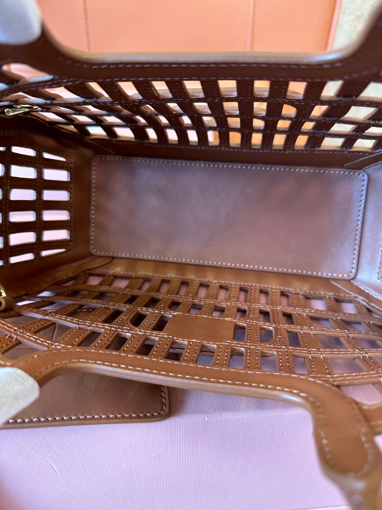 Miu Miu Brown Leather Woven Handbag
