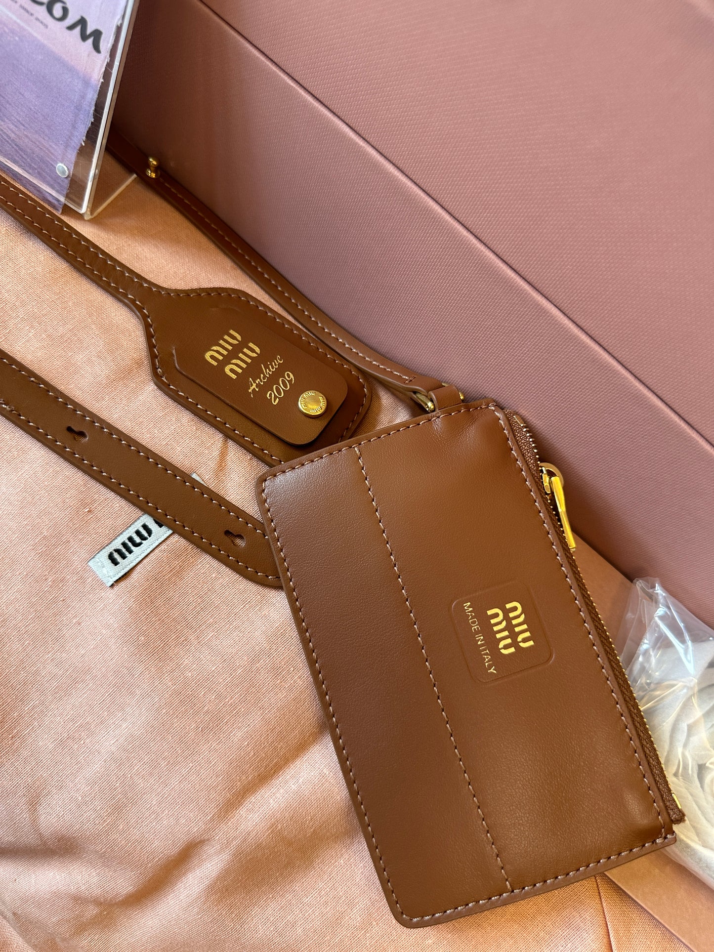 Miu Miu Brown Leather Woven Handbag