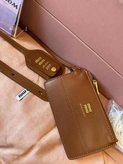 Miu Miu Brown Leather Woven Handbag