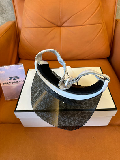 Chanel CC Monogram Transparent Visor Hat White