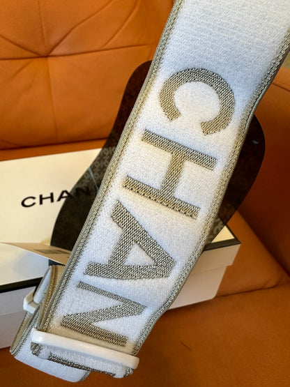 Chanel CC Monogram Transparent Visor Hat White