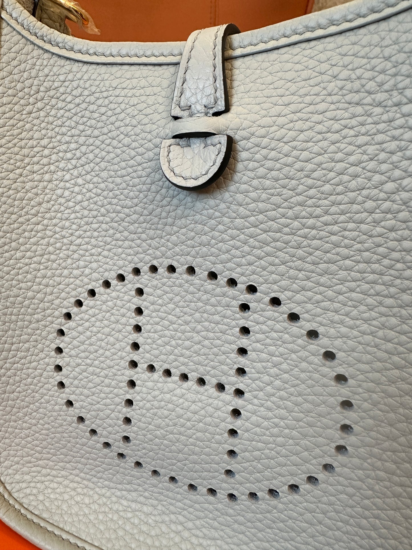 Hermès Evelyne Mini Leather Crossbody Bag Grey