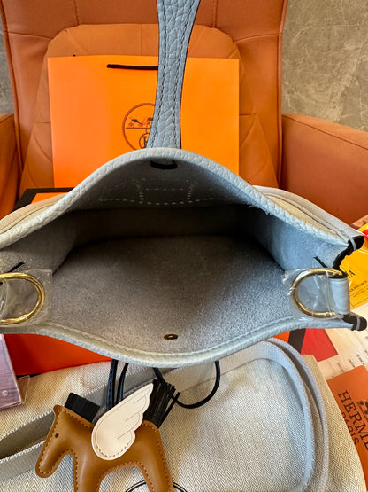 Hermès Evelyne Mini Leather Crossbody Bag Grey