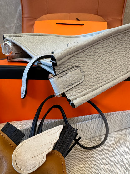 Hermès Evelyne Mini Leather Crossbody Bag Grey