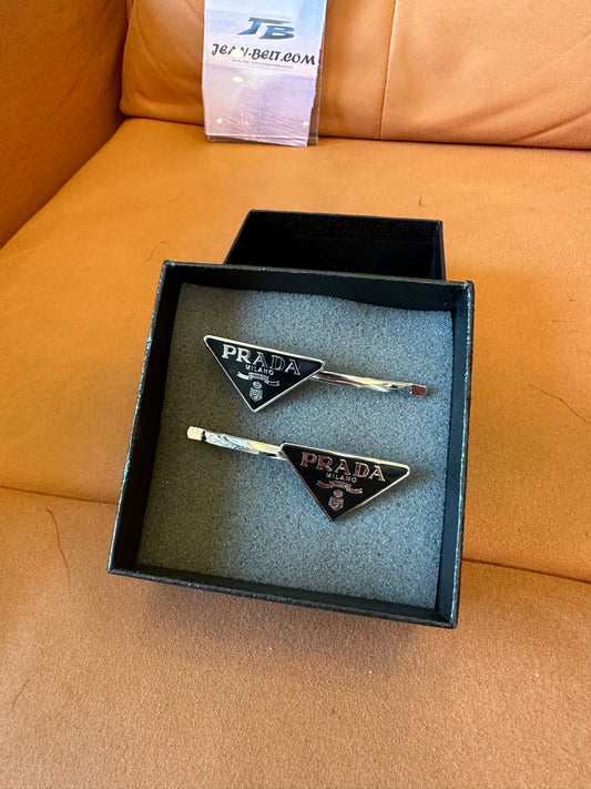 Prada Triangle Logo Hair Clip