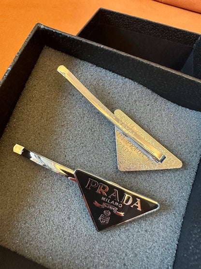 Prada Triangle Logo Hair Clip