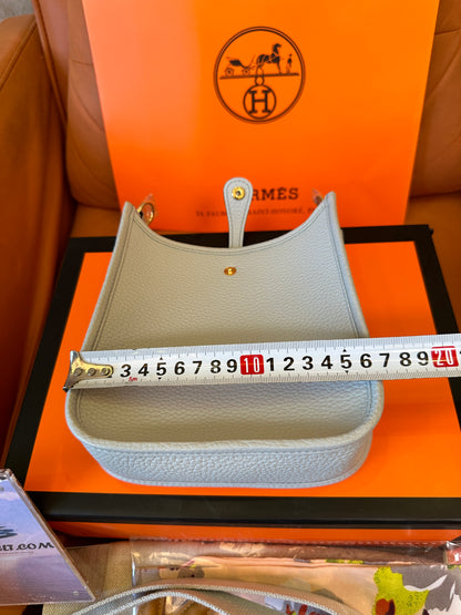 Hermès Evelyne Mini Leather Crossbody Bag Grey