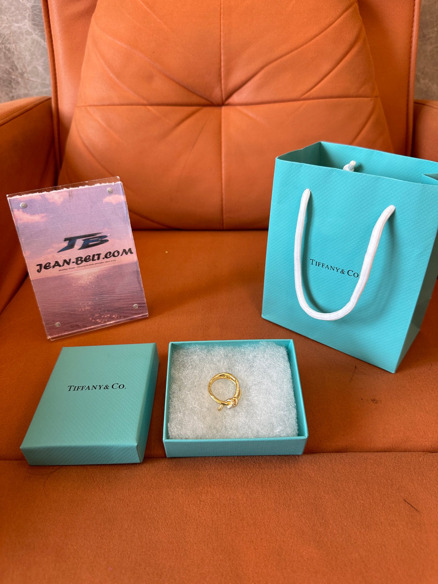 Tiffany & Co. Gold Knot Ring with Crystal Detail