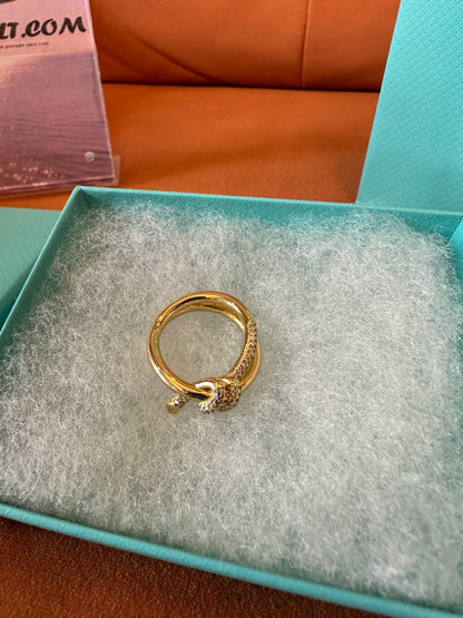 Tiffany & Co. Gold Knot Ring with Crystal Detail