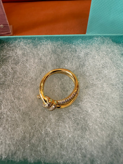 Tiffany & Co. Gold Knot Ring with Crystal Detail