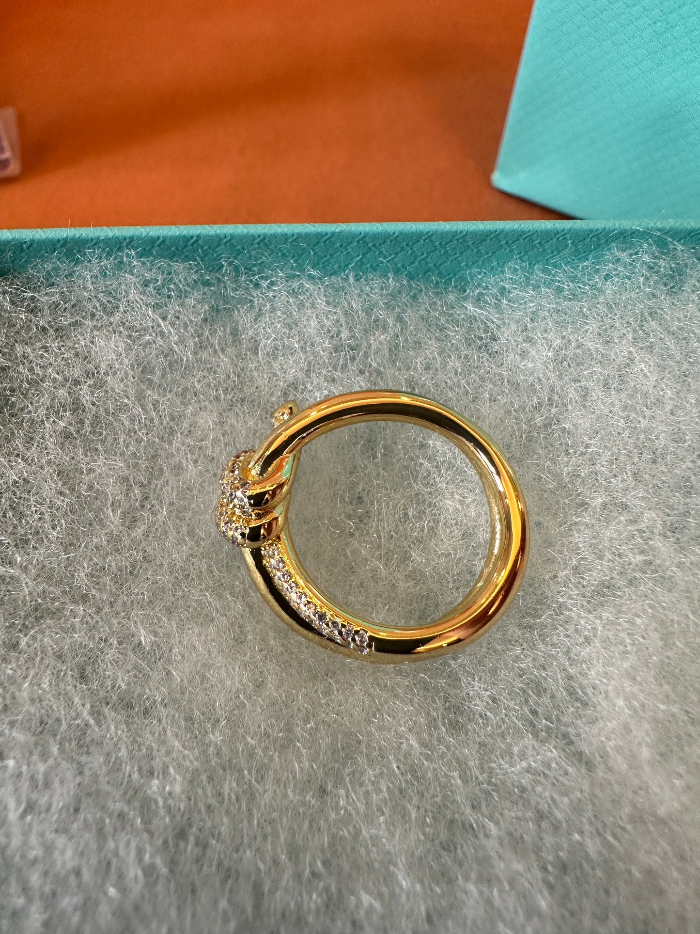 Tiffany & Co. Gold Knot Ring with Crystal Detail