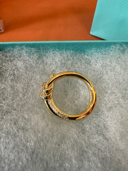 Tiffany & Co. Gold Knot Ring with Crystal Detail