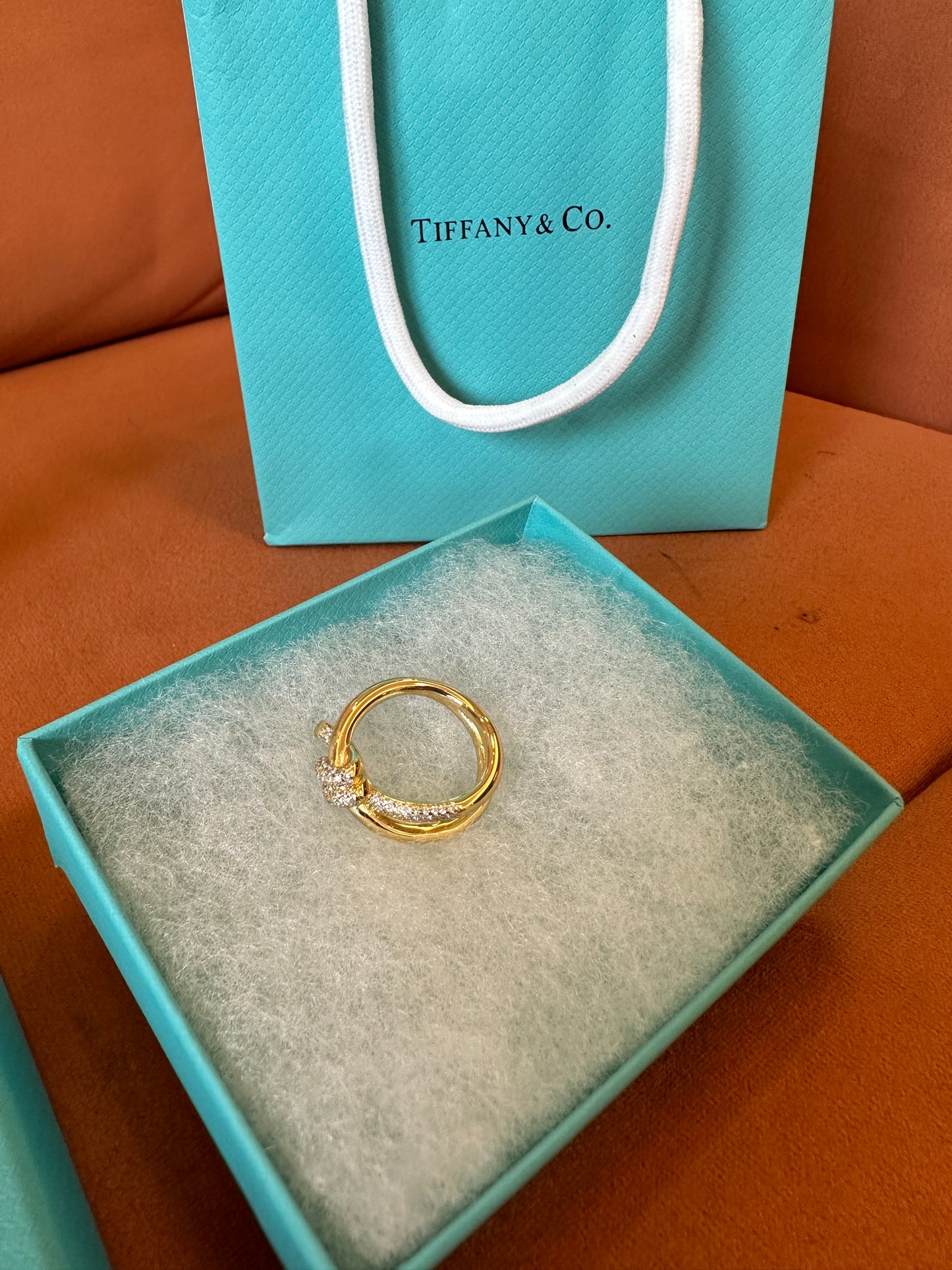 Tiffany & Co. Gold Knot Ring with Crystal Detail