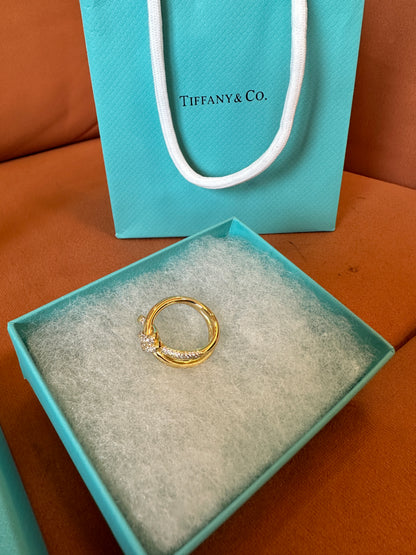 Tiffany & Co. Gold Knot Ring with Crystal Detail