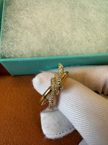 Tiffany & Co. Gold Knot Ring with Crystal Detail