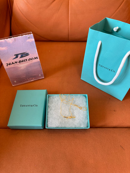 Tiffany & Co. Gold Knot Bar Pendant Necklace