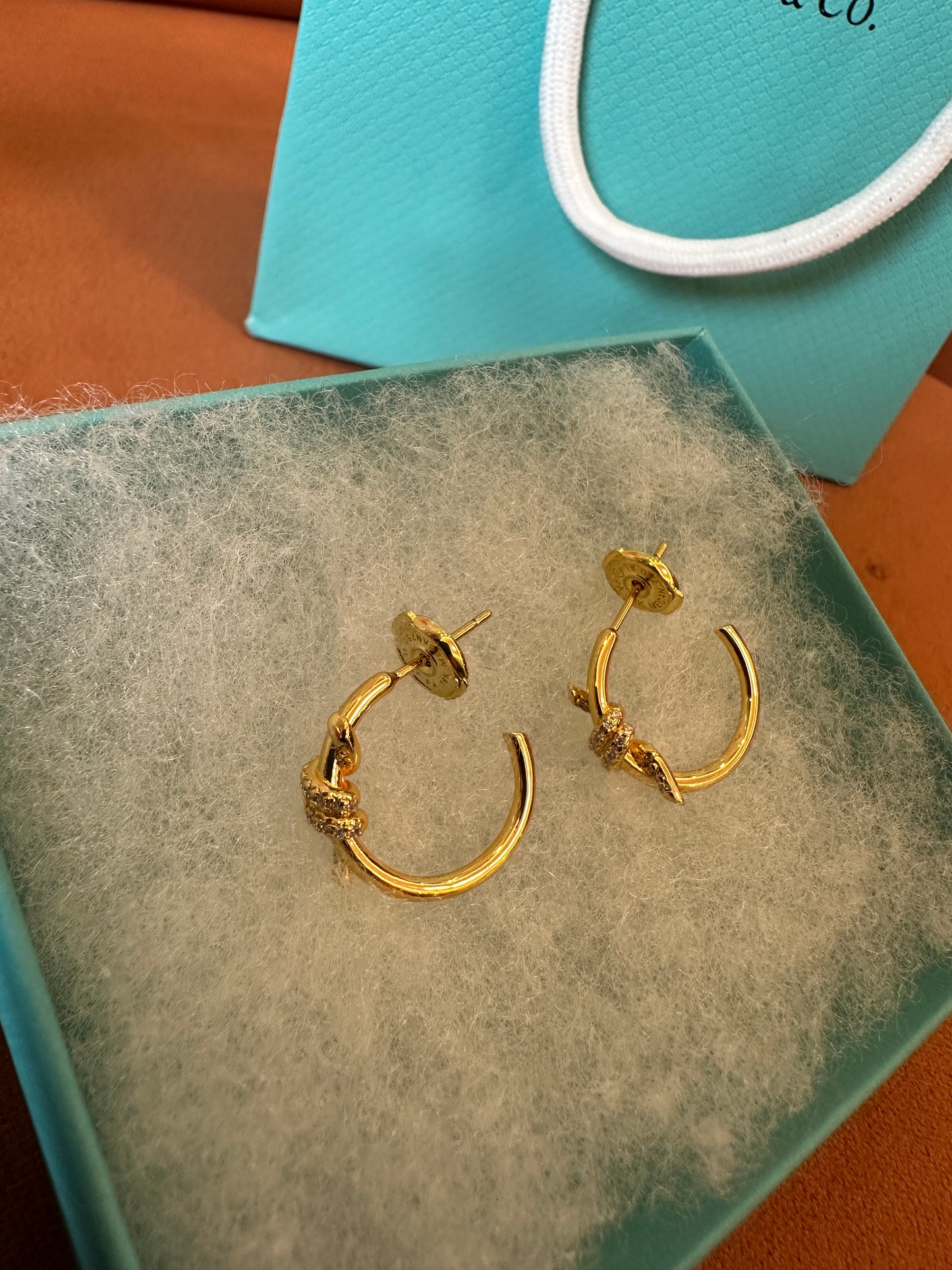 Tiffany & Co. Gold Knot Hoop Earrings