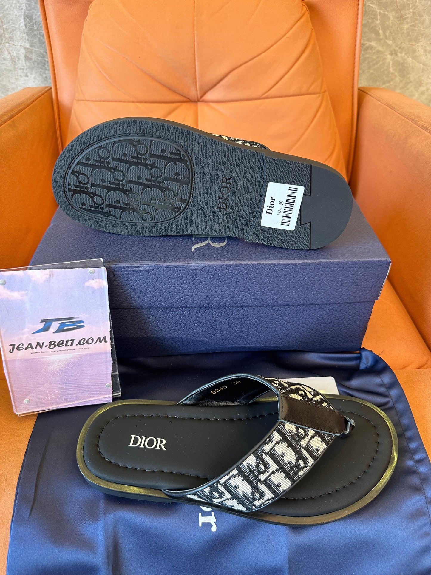 Dior Oblique canvas flip flops in black