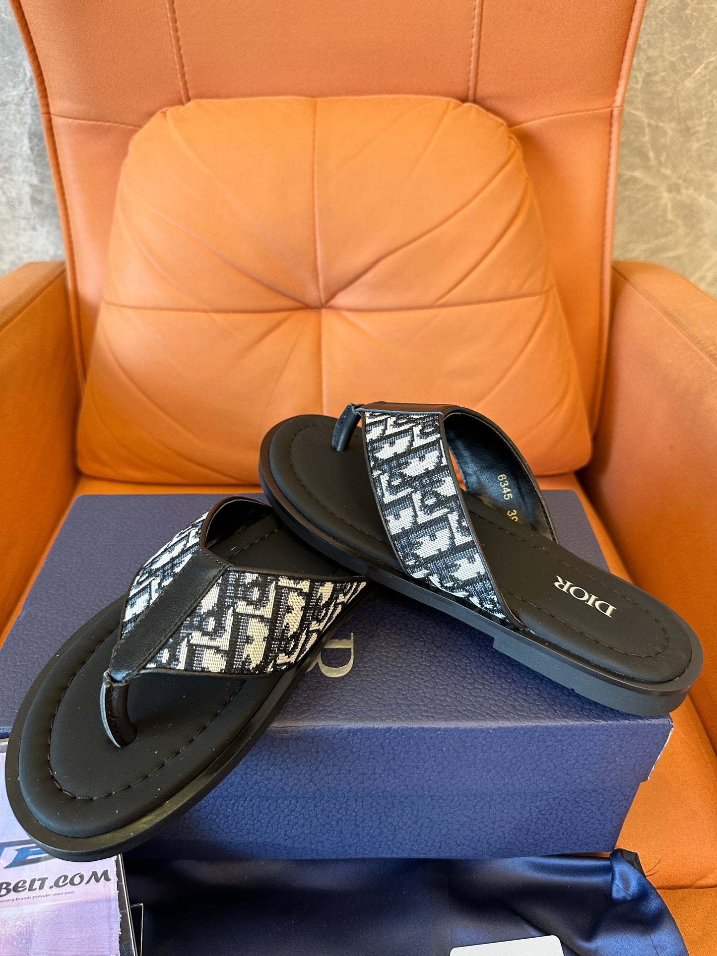 Dior Oblique canvas flip flops in black