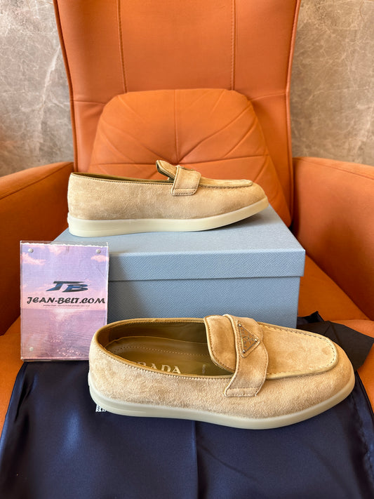 Prada Suede Loafers Beige