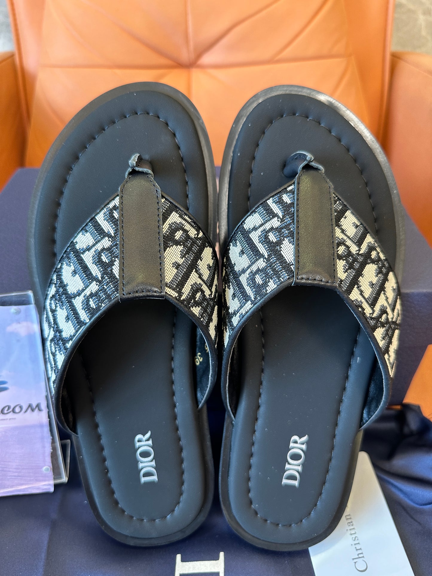 Dior Oblique canvas flip flops in black