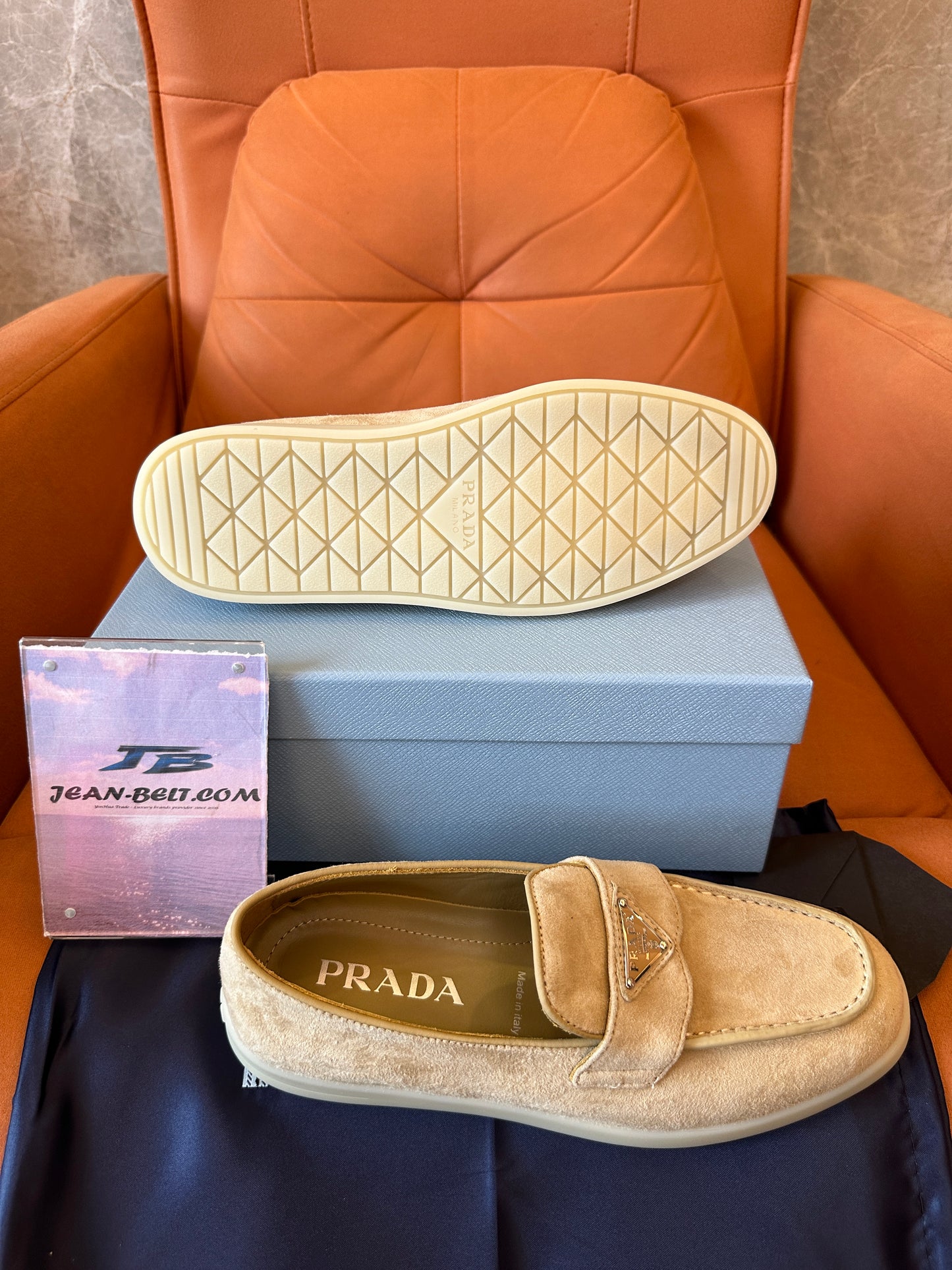 Prada Suede Loafers Beige
