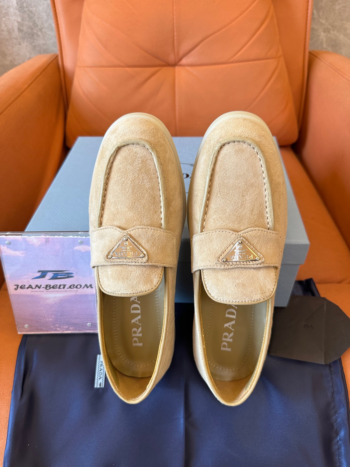 Prada Suede Loafers Beige