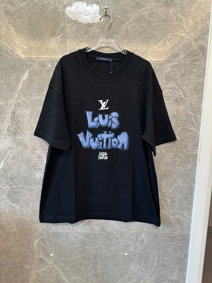 Louis Vuitton Graffiti Logo Black Cotton T-shirt