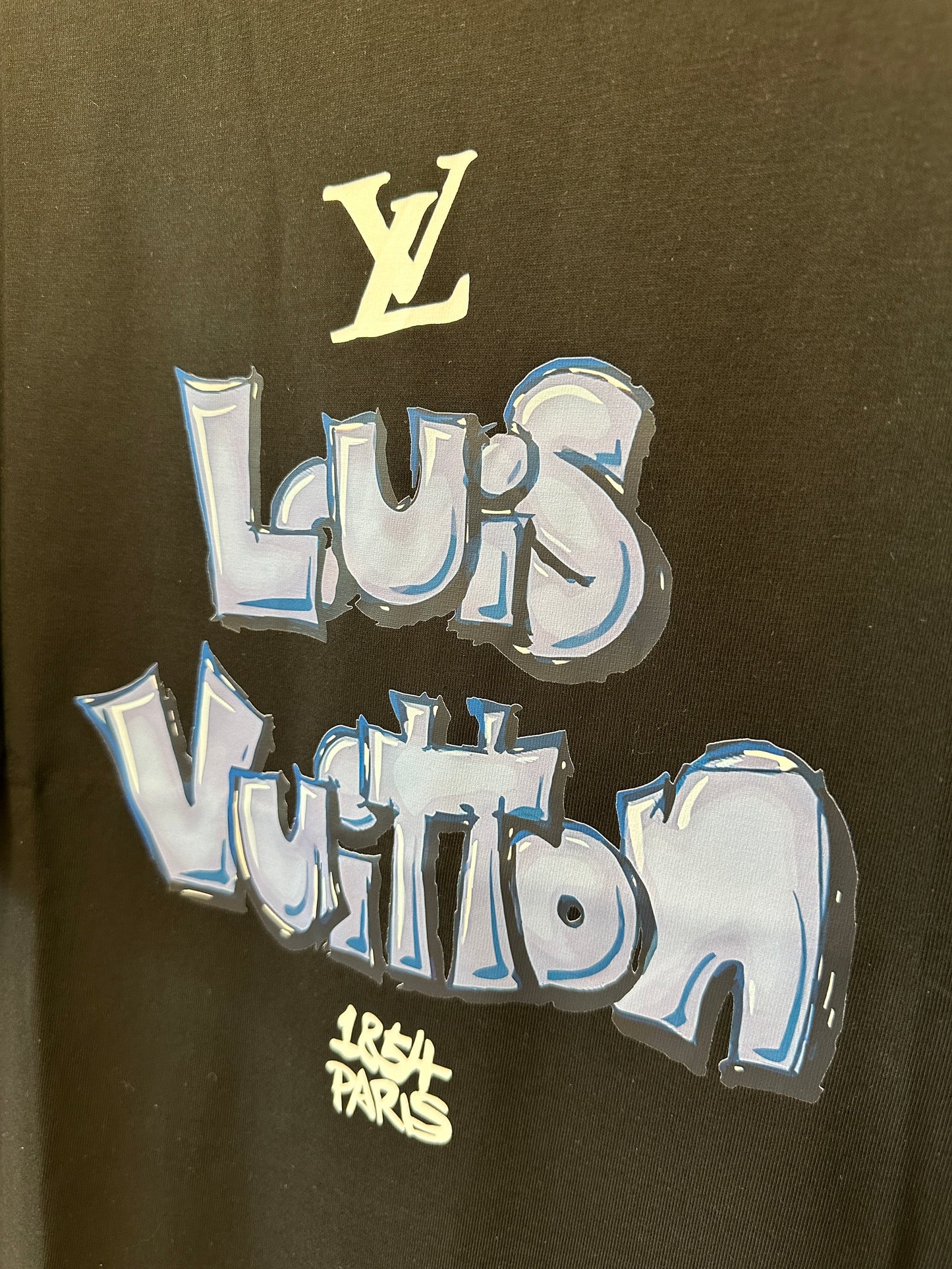 Louis Vuitton Graffiti Logo Black Cotton T-shirt