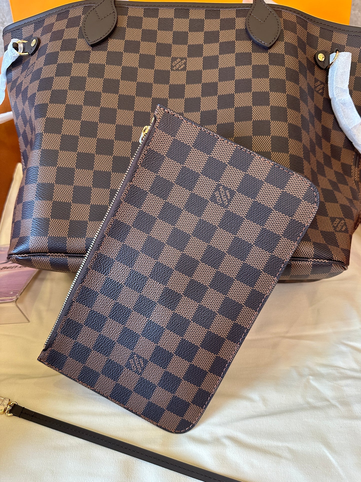 Louis Vuitton Neverfull MM Damier Ebene Tote Bag